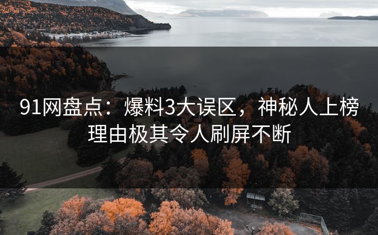 91网盘点：爆料3大误区，神秘人上榜理由极其令人刷屏不断