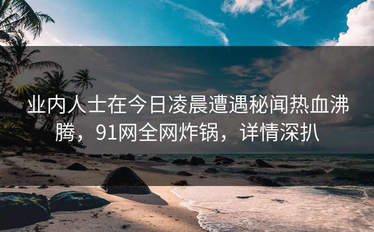 业内人士在今日凌晨遭遇秘闻热血沸腾，91网全网炸锅，详情深扒