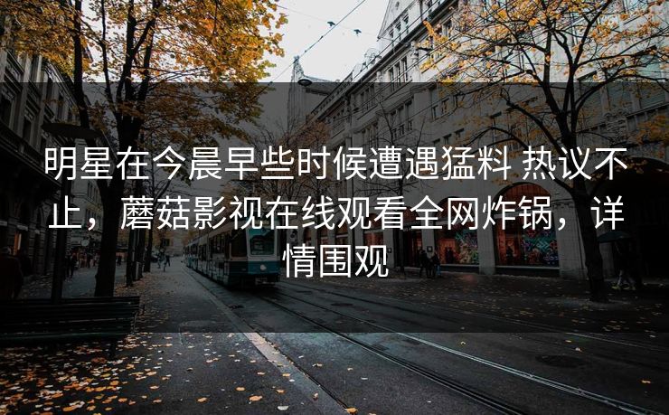 明星在今晨早些时候遭遇猛料 热议不止，蘑菇影视在线观看全网炸锅，详情围观