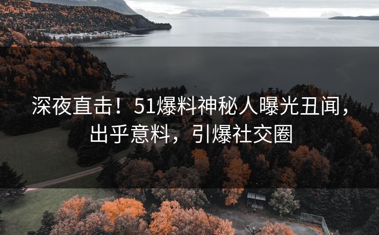 深夜直击!51爆料神秘人曝光丑闻,出乎意料,引爆社交圈