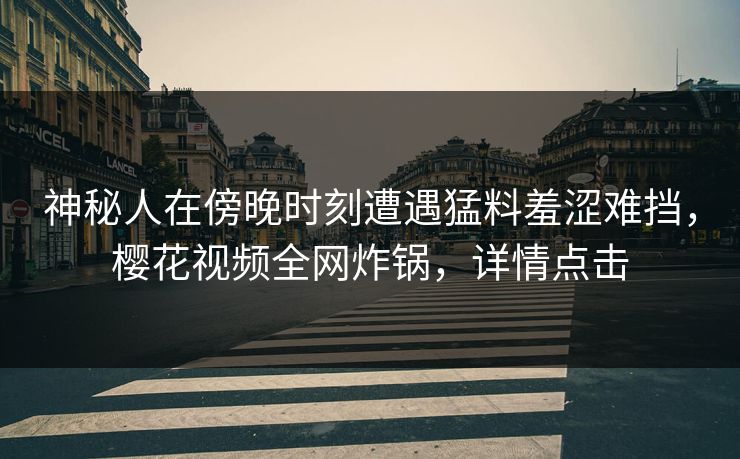 神秘人在傍晚时刻遭遇猛料羞涩难挡，樱花视频全网炸锅，详情点击
