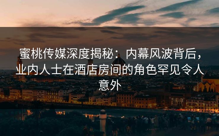 蜜桃传媒深度揭秘:内幕风波背后,业内人士在酒店房间的角色罕见令人意外